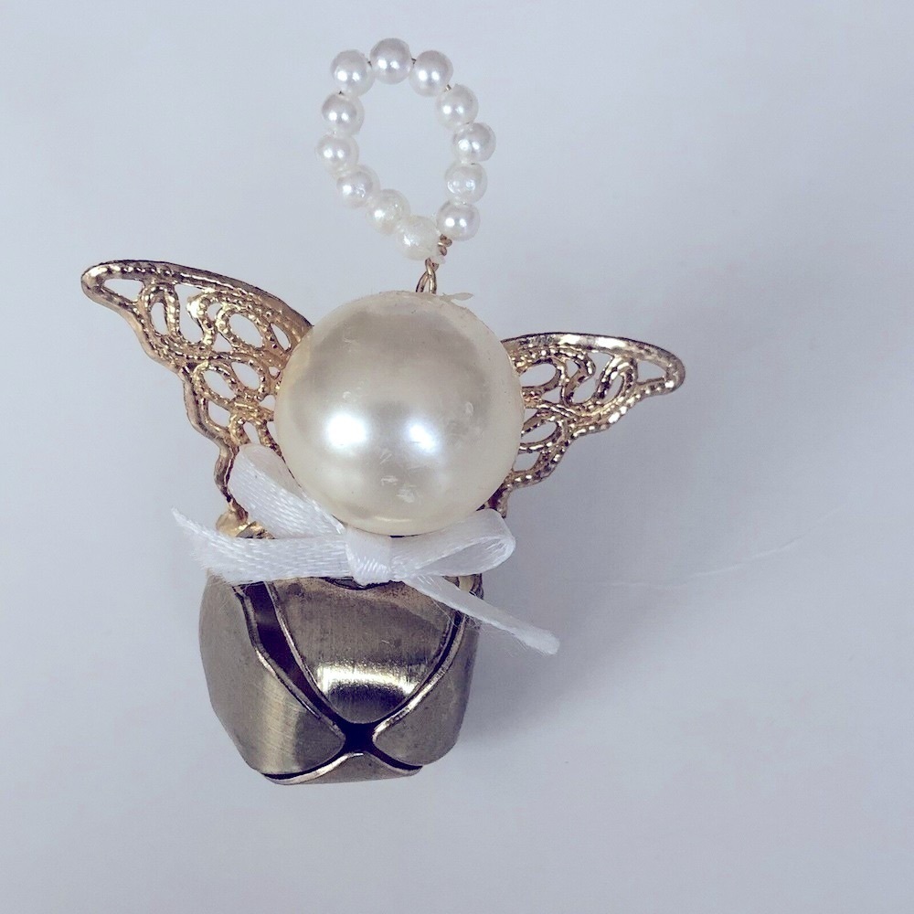 Vintage Christmas Angelā Gold Tone Brooch Pin